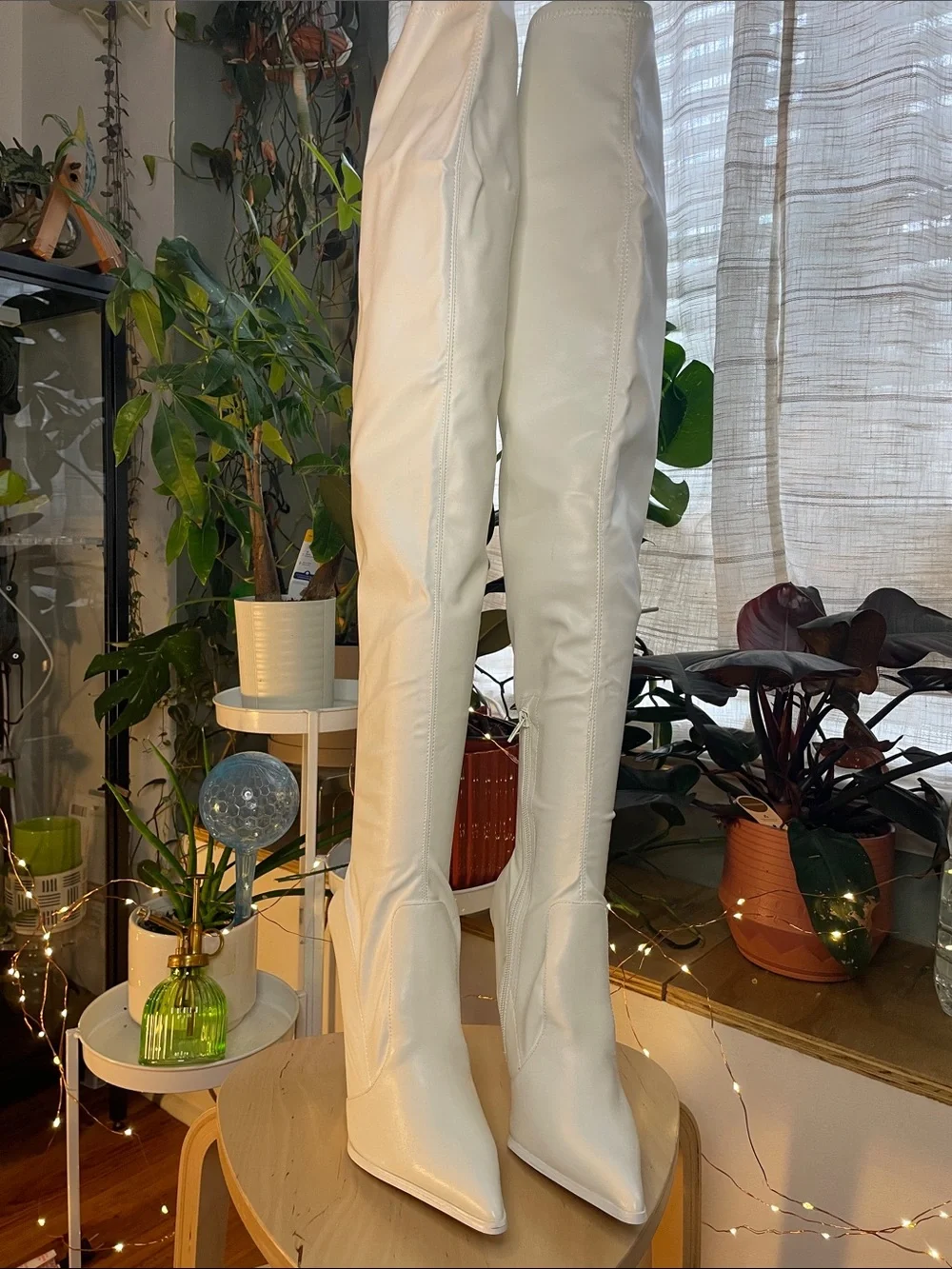 White Over-The-Knee Pointed-Toe Boot - Picture 1 of 11
